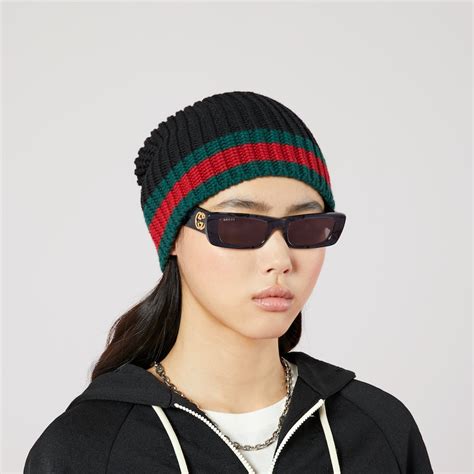 Gucci Cappello neonato in lana con dettaglio Web